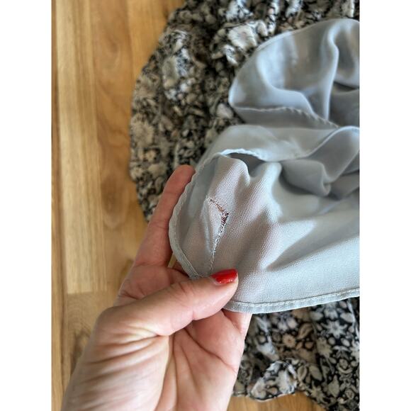 Misa One Shoulder Ruffle Mini Dress Floral Black Ivory Size Medium Josefine - Picture 7 of 10